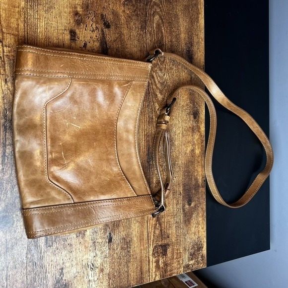 Frye Melissa Brown Leather Crossbody Zip Bag Shoulder READ - Picture 4 of 12